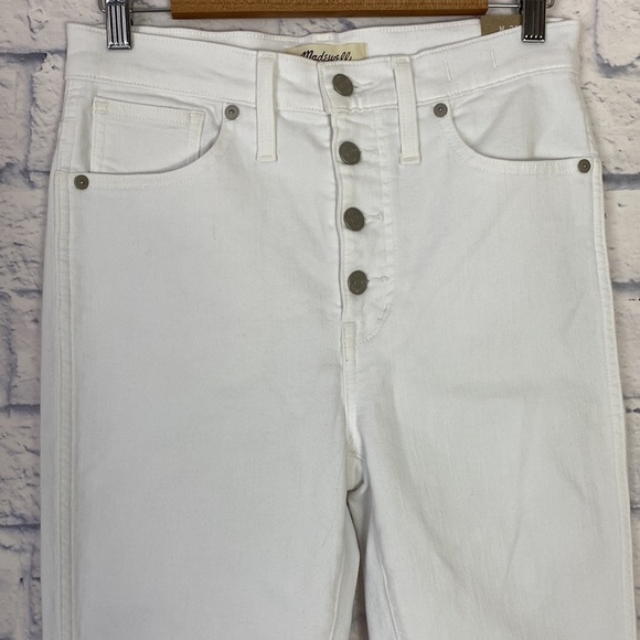 Madewell pure white 10” high rise button fly cropped skinny jeans 28 - Picture 3 of 8